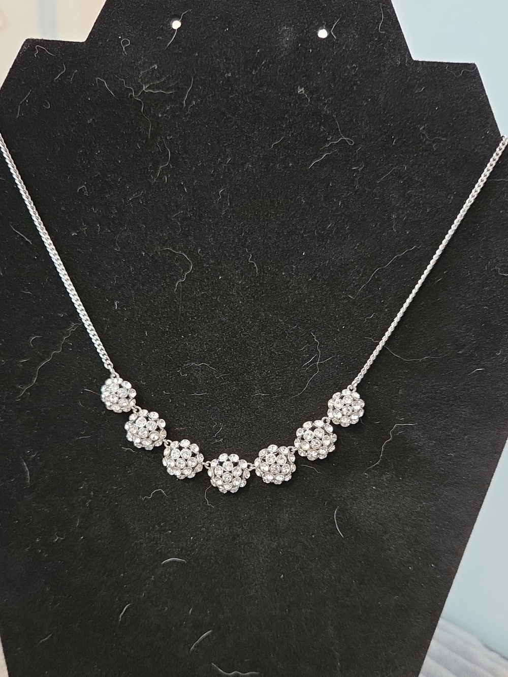 Givenchy Silver-Tone Rhinestone Cluster Minimalist Chain Necklace โ New with Tag